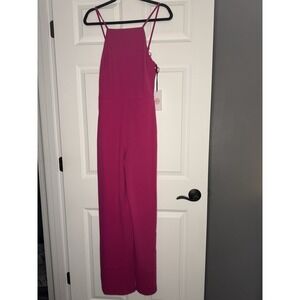Crystal Sky Sleeveless Plunging Crepe Jumpsuit Small Pink W Pockets Nwt